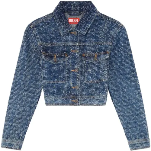 Blaue Jeansjacke Stilvoll , Damen, Größe: S - Diesel - Modalova