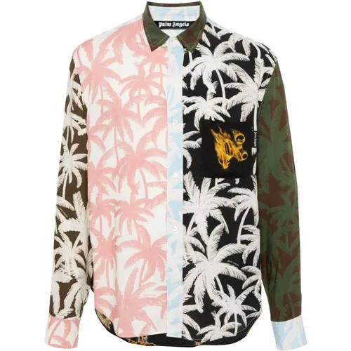Hemd mit mehrfarbigem Palmenprint - Palm Angels - Modalova