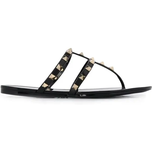 Rockstud Flat Rubber Sandalen , Damen, Größe: 37 EU - Valentino Garavani - Modalova