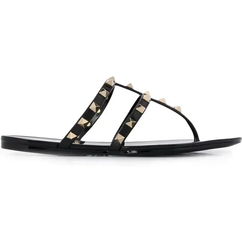 Rockstud Flat Rubber Sandals , female, Sizes: 2 UK, 3 UK - Valentino Garavani - Modalova