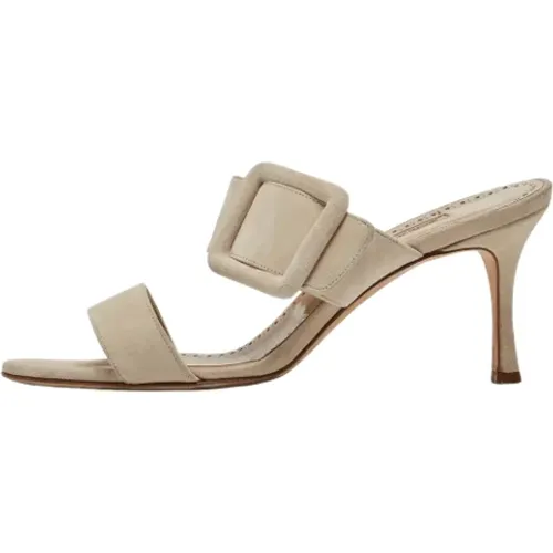 Pre-owned Suede sandals , female, Sizes: 7 UK - Manolo Blahnik Pre-owned - Modalova