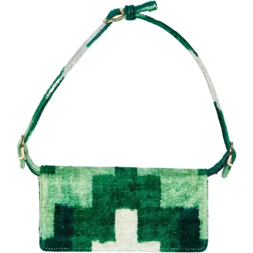 Grüne Seiden- und Baumwollhandtasche - La Milanesa - Modalova