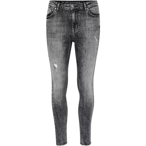 Slim Fit High Rise Graue Jeans mit Abgenutzten Details , Damen, Größe: W33 - My Essential Wardrobe - Modalova