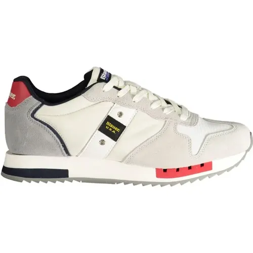 White Polyester Sneaker with Sporty Details , male, Sizes: 12 UK, 9 UK, 11 UK - Blauer - Modalova