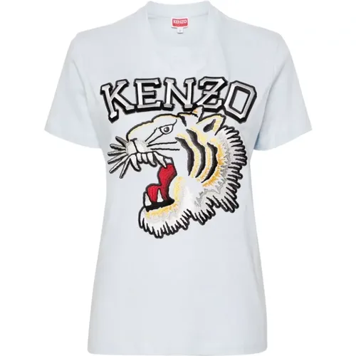 Blaues Tiger Varsity T-Shirt , Damen, Größe: XS - Kenzo - Modalova