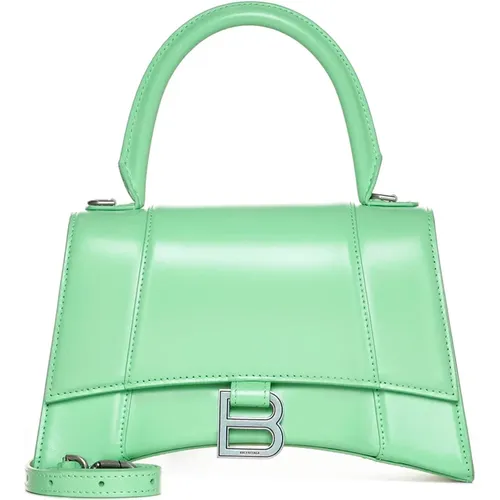 Sanduhr Top-Handtaschen,Lederhandtasche mit Monogrammklappenverschluss,Grüne Hourglass Kleine Ledertasche - Balenciaga - Modalova
