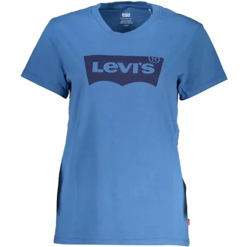 Levi's, Blau Baumwoll-T-Shirt mit klassischem Druck , Damen, Größe: S - Levis - Modalova