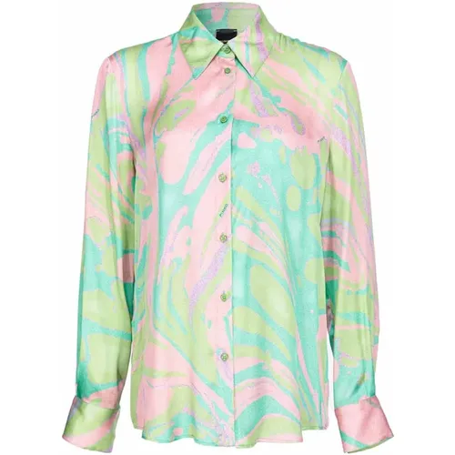 Multicolor Satin Print Shirt , female, Sizes: L, M, S, XS - pinko - Modalova