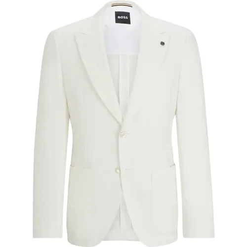 Linen Jacket with 2 Buttons , male, Sizes: M, L, XL - Hugo Boss - Modalova