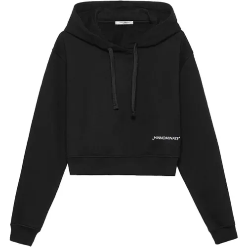 Schwarzer Kapuzenpullover mit Logo-Druck , Damen, Größe: S - HINNOMINATE - Modalova