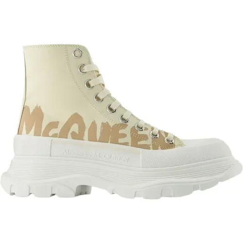 Chunky Sole High-Top Sneakers - Black/White , female, Sizes: 3 UK - alexander mcqueen - Modalova