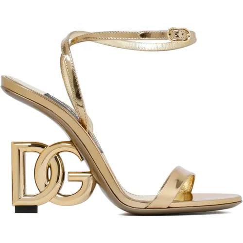 Keira Gold-tone Metallic Sandals , female, Sizes: 5 UK, 3 UK, 4 UK, 7 UK, 6 UK - Dolce & Gabbana - Modalova