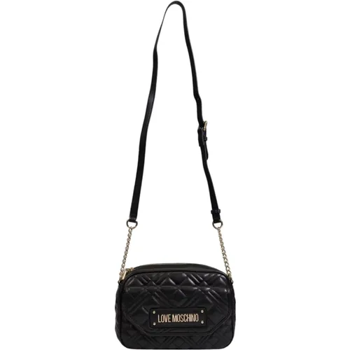 Schwarze Bedruckte Schultertasche mit Reißverschluss , Damen, Größe: ONE Size - Love Moschino - Modalova