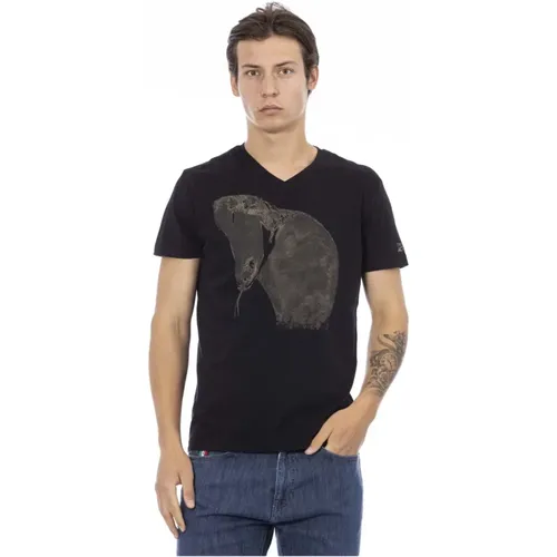 Logo Muster Herren T-Shirt Baumwolle Viskose , Herren, Größe: L - Trussardi - Modalova