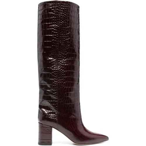 Croc-Effect Leather Boots , female, Sizes: 3 UK - Paris Texas - Modalova