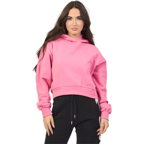 Rosa Cropped Hoodie mit Logo-Patch - Disclaimer - Modalova