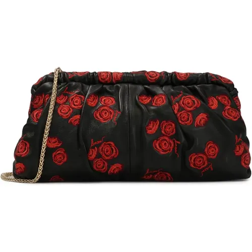 Schwarze Clutch-Tasche mit roten Rosen - Kazar - Modalova