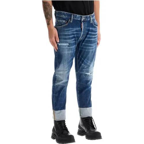 Destroyed Sailor Jeans with Ankle Roll , male, Sizes: 2XL, XL - Dsquared2 - Modalova