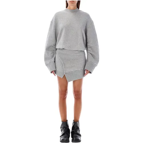 Cozy Melange Grey Fleece Mini Dress , female, Sizes: XS, 2XS - The Attico - Modalova