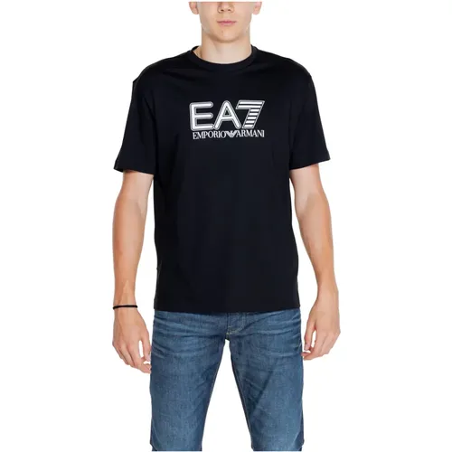 Schwarzes Baumwoll-Bedrucktes T-Shirt Männer - Emporio Armani EA7 - Modalova