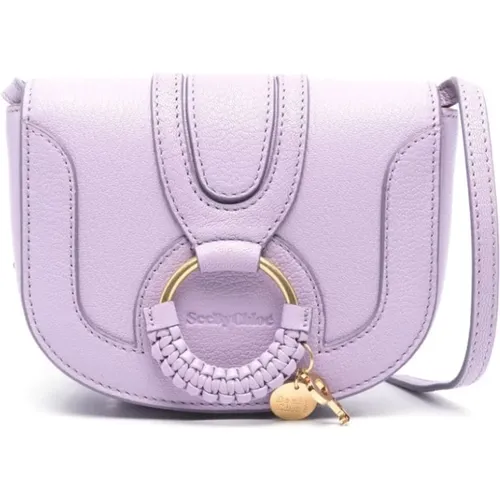Lilac Grained Leather Shoulder Bag , female, Sizes: ONE SIZE - See by Chloé - Modalova
