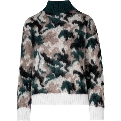 Mohair Blend Camouflage Sweater , female, Sizes: L, S - BomBoogie - Modalova