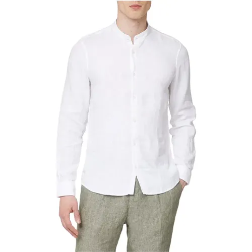 Weiße Leinen Mandarin Kragen Slim Fit Hemd - Calvin Klein - Modalova