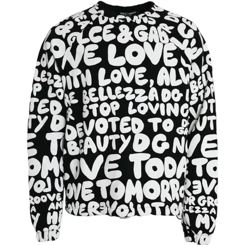 Schwarzer Logo Print Crew Neck Sweatshirt - Dolce & Gabbana - Modalova
