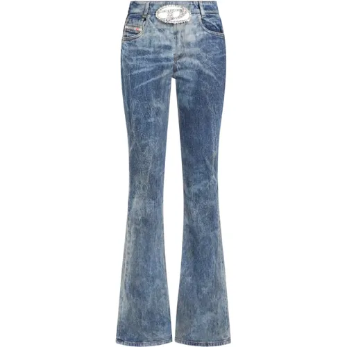 Blaue Denim Flared Leg Jeans , Damen, Größe: W28 - Diesel - Modalova