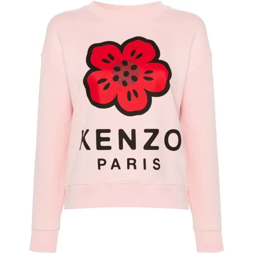 Rosa Pullover mit Boke Flower Print , Damen, Größe: L - Kenzo - Modalova