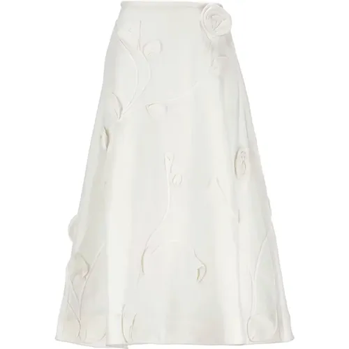 Floral Cut-out Linen Skirt , female, Sizes: M - Zimmermann - Modalova