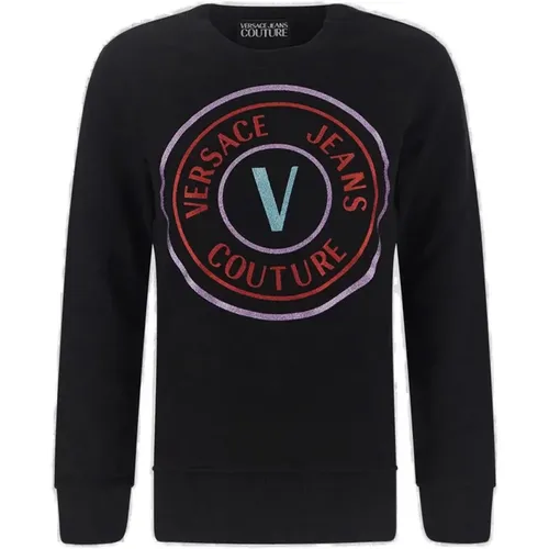 Baumwoll-Sweatshirt mit Kunst Design , Damen, Größe: M - Versace Jeans Couture - Modalova
