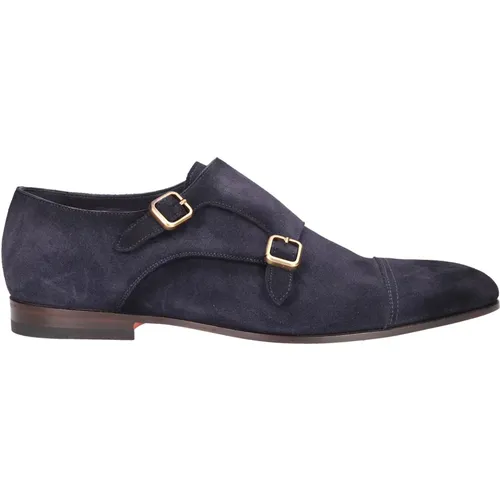 Stylish Monk Shoes 17805 Veloursleder , male, Sizes: 9 UK, 12 UK - Santoni - Modalova