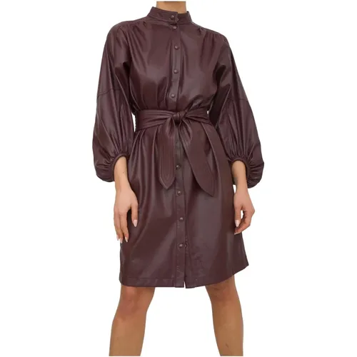 Short Dress with Lightweight Eco Leather Buttons , female, Sizes: S - Nenette - Modalova
