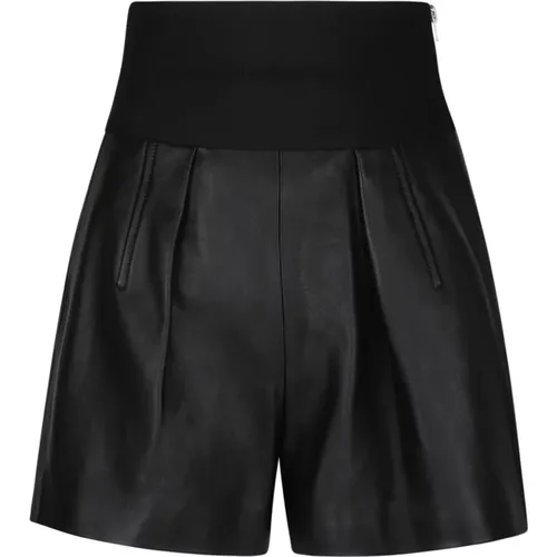 Schwarze Leder-Shorts mit Falten - alexander wang - Modalova