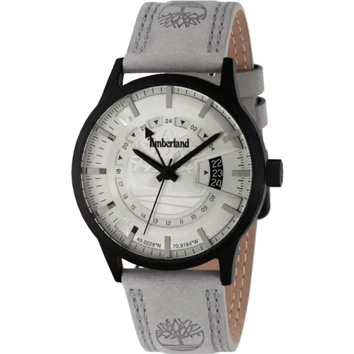 Leather Strap Quartz Watch, Silver Case , male, Sizes: ONE SIZE - Timberland - Modalova