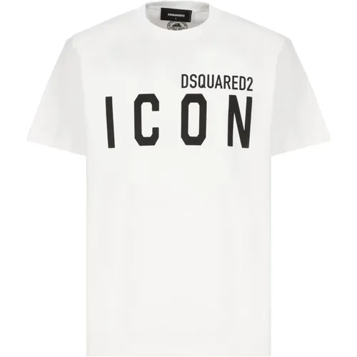 Weißes T-Shirt mit Logodruck , Herren, Größe: M - Dsquared2 - Modalova