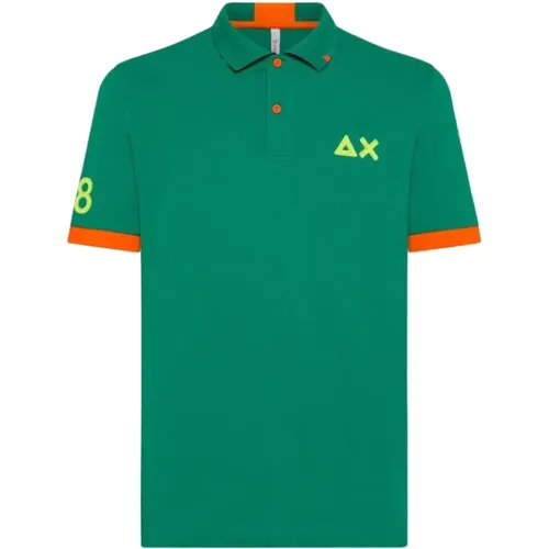 Fluoreszierendes Polo-Logo-Shirt , Herren, Größe: 2XL - Sun68 - Modalova