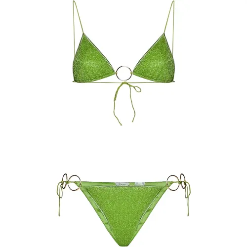 Lime Green Lurex Bikini Set Oseree - Oseree - Modalova