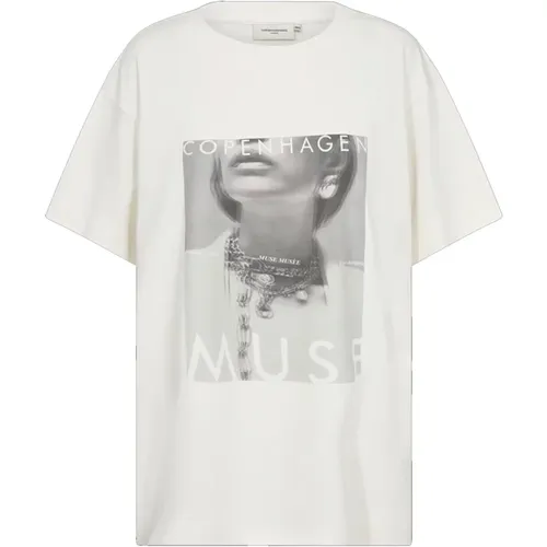 Graphic Print Tee Top Jet Stream , female, Sizes: XS/S, M/L - Copenhagen Muse - Modalova