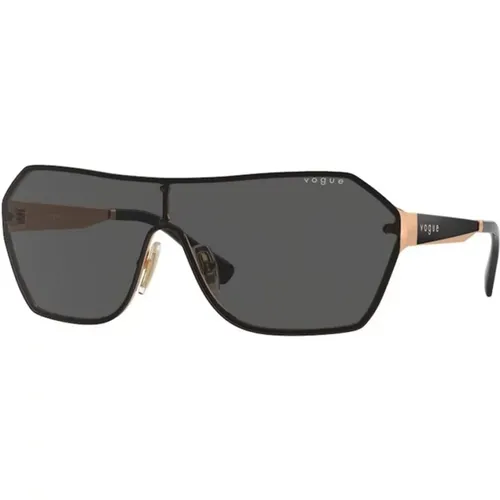 Gold Frame Dark Gray Lenses Sunglasses , unisex, Sizes: 41 MM - Vogue - Modalova