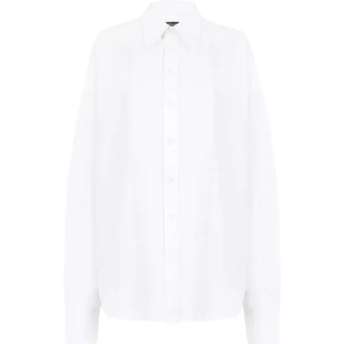 Longline Lace-Trim Shirt , female, Sizes: 2XS - Dolce & Gabbana - Modalova