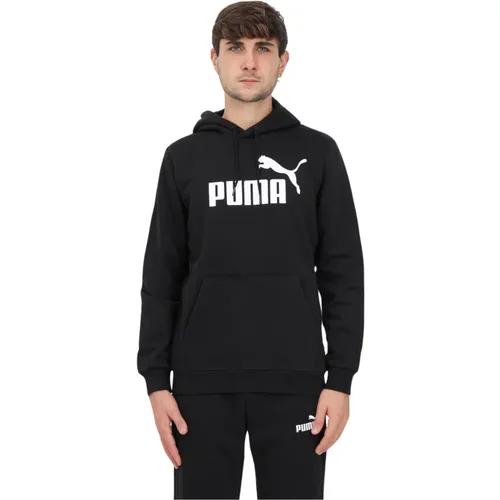 Schwarzer Kapuzenpullover mit kontrastierendem Logoaufdruck , Herren, Größe: L - Puma - Modalova