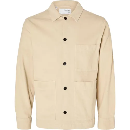 Cord-Overshirt mit Klassischen Details , Herren, Größe: M - Selected Homme - Modalova