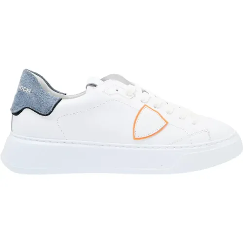 Temple Low Lime Blanc Denim Sneakers , male, Sizes: 8 UK, 7 UK, 10 UK, 5 UK, 6 UK - Philippe Model - Modalova