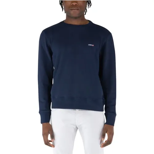 Casual Crewneck Sweater,Sweatshirts,Sweatshirt mit Logo Label aus Baumwoll-French-Terry,Baumwollpullover für Herren - Autry - Modalova