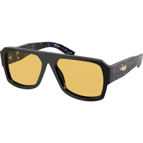 Stilvolle Sonnenbrille Schwarz Gelbe Linse,Stilvolle Sonnenbrille mit dunkelbraunen Gläsern - Prada - Modalova
