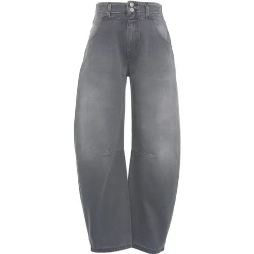 Grey Balloon Jeans with Smiley Pockets , female, Sizes: W24, W27, W25, W28, W26 - closed - Modalova