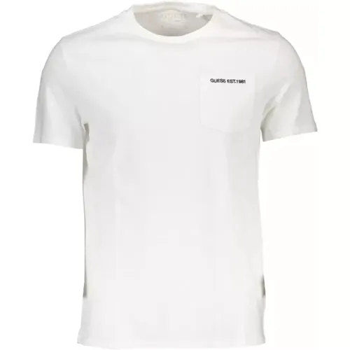 Weiße Baumwoll-T-Shirt , Herren, Größe: S - Guess - Modalova