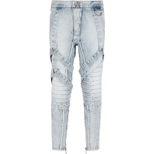 Baumwoll-Slim-Fit-Jeans mit Trägern - Balmain - Modalova